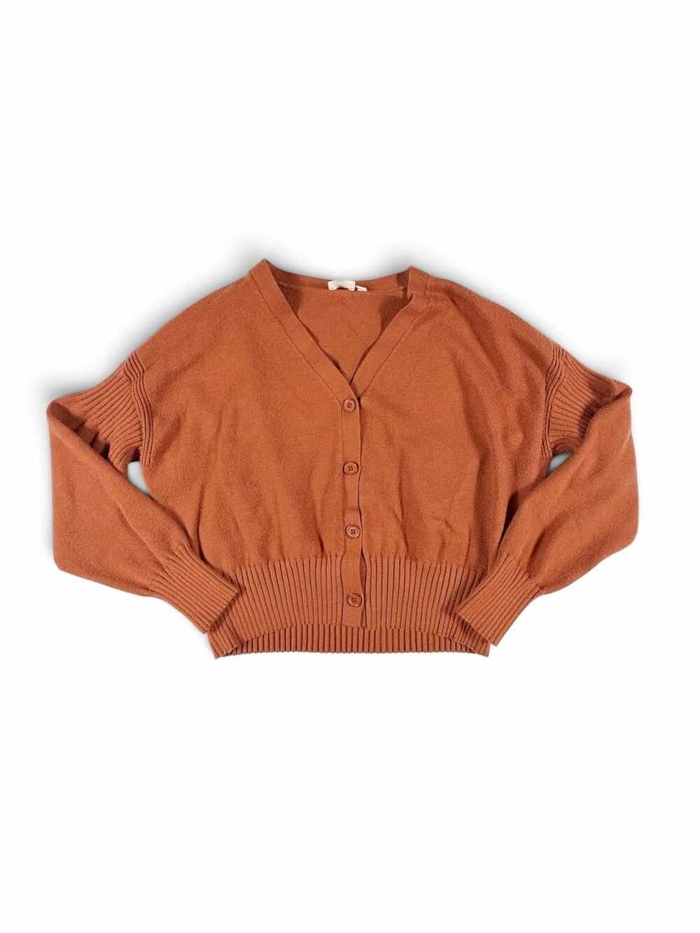 Cyrus Button Front Cardigan Sweater Rust Brown V Neck Size XL